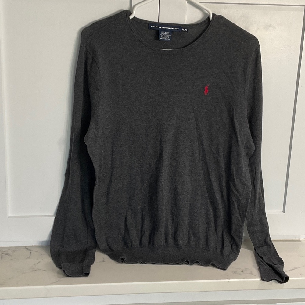 Polo by Ralph Lauren Men's Charcoal Crewneck Thin Sweater